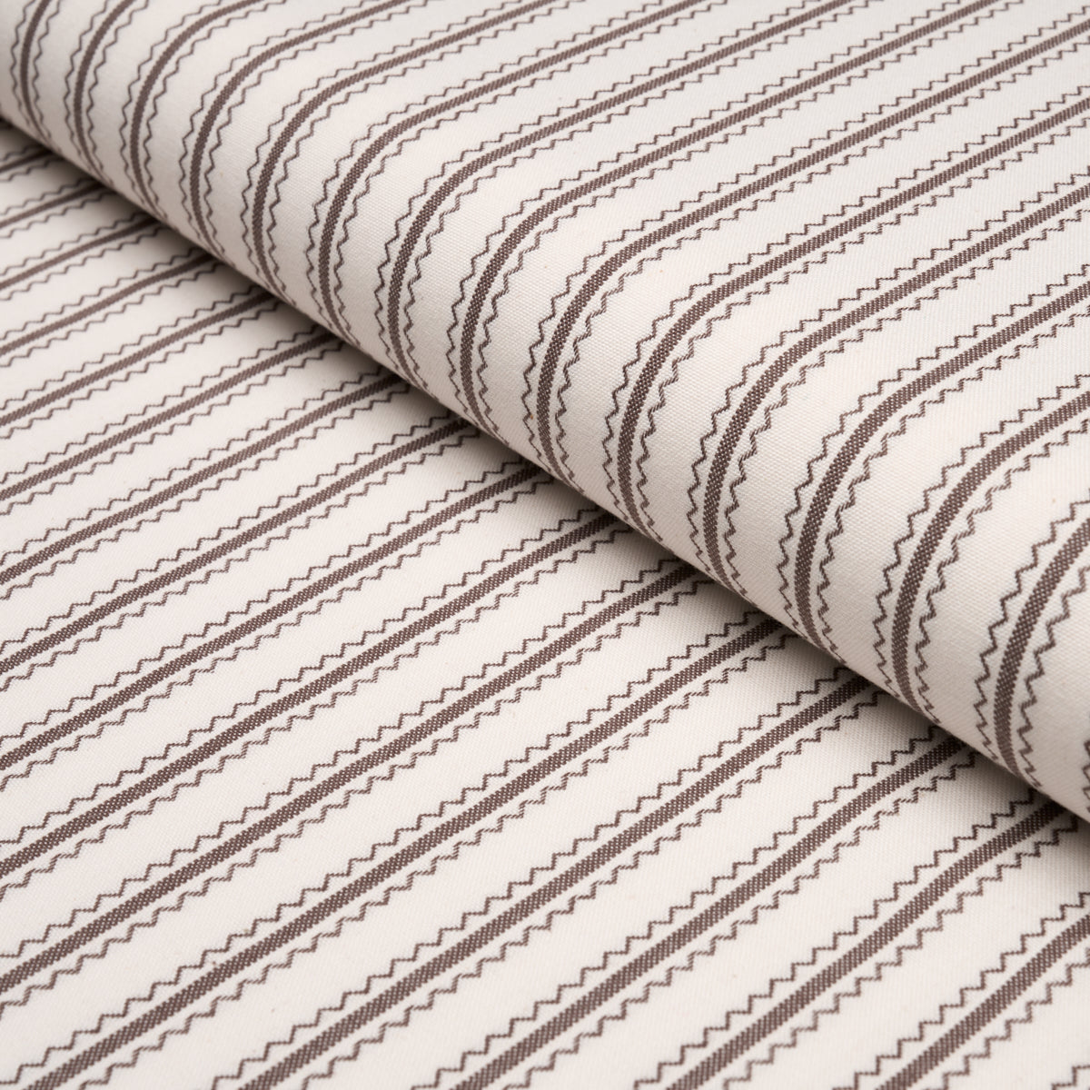 Birdie Ticking Stripe fabric in Brown color - pattern number 83704 - by Schumacher in the Woven Essentials collection