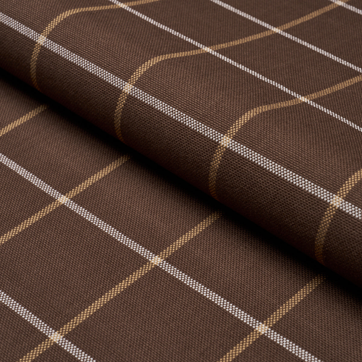 Frannie Windowpane fabric in chocolate color - pattern number 83788 - by Schumacher in the Mark D. Sikes collection