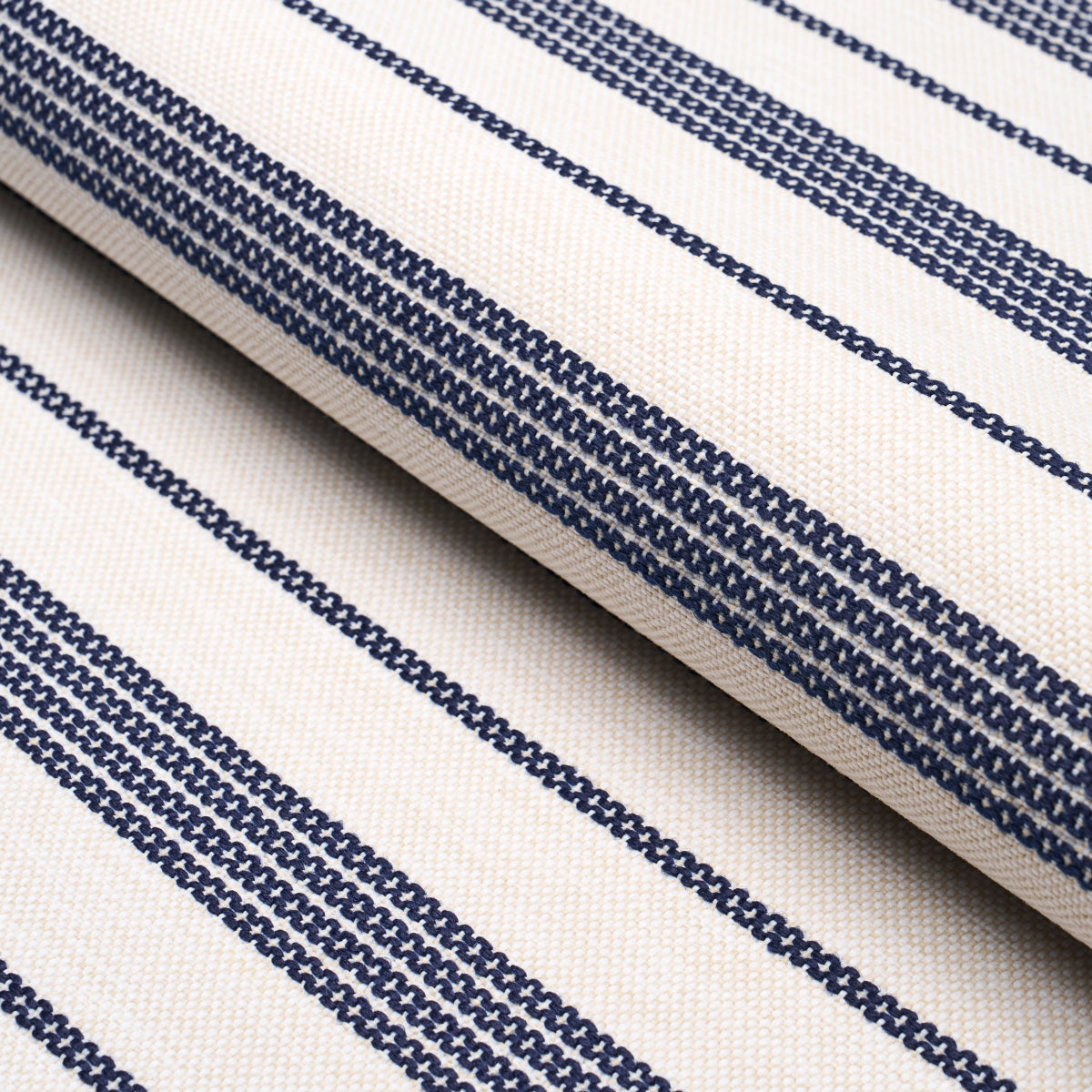 Serra Mesa Indoor Outdoor Stripe fabric in navy color - pattern number 84270 - by Schumacher in the Live It Up! collection
