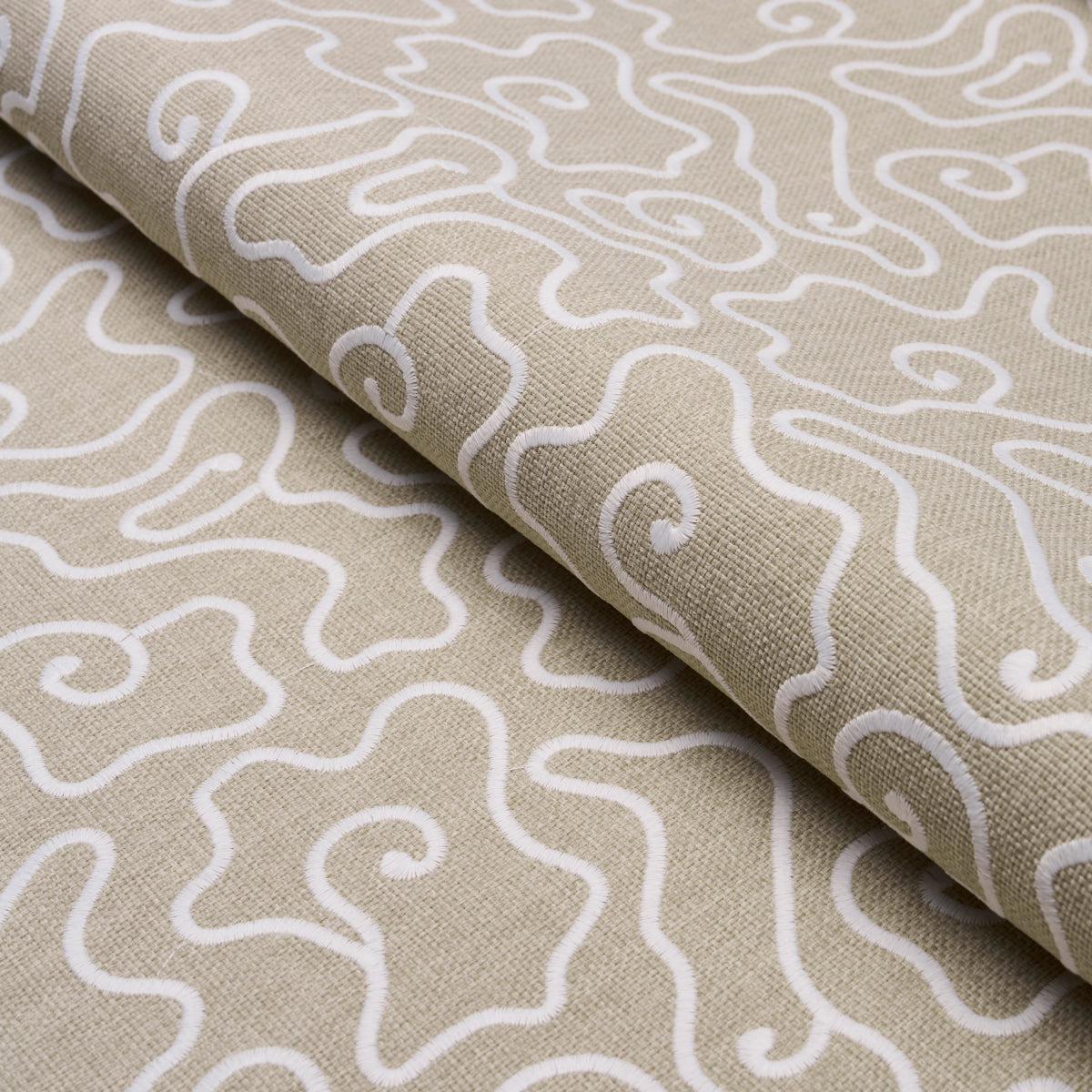 Noyo Indoor Outdoor Embroidery fabric in flax color - pattern number 84290 - by Schumacher in the Live It Up! collection