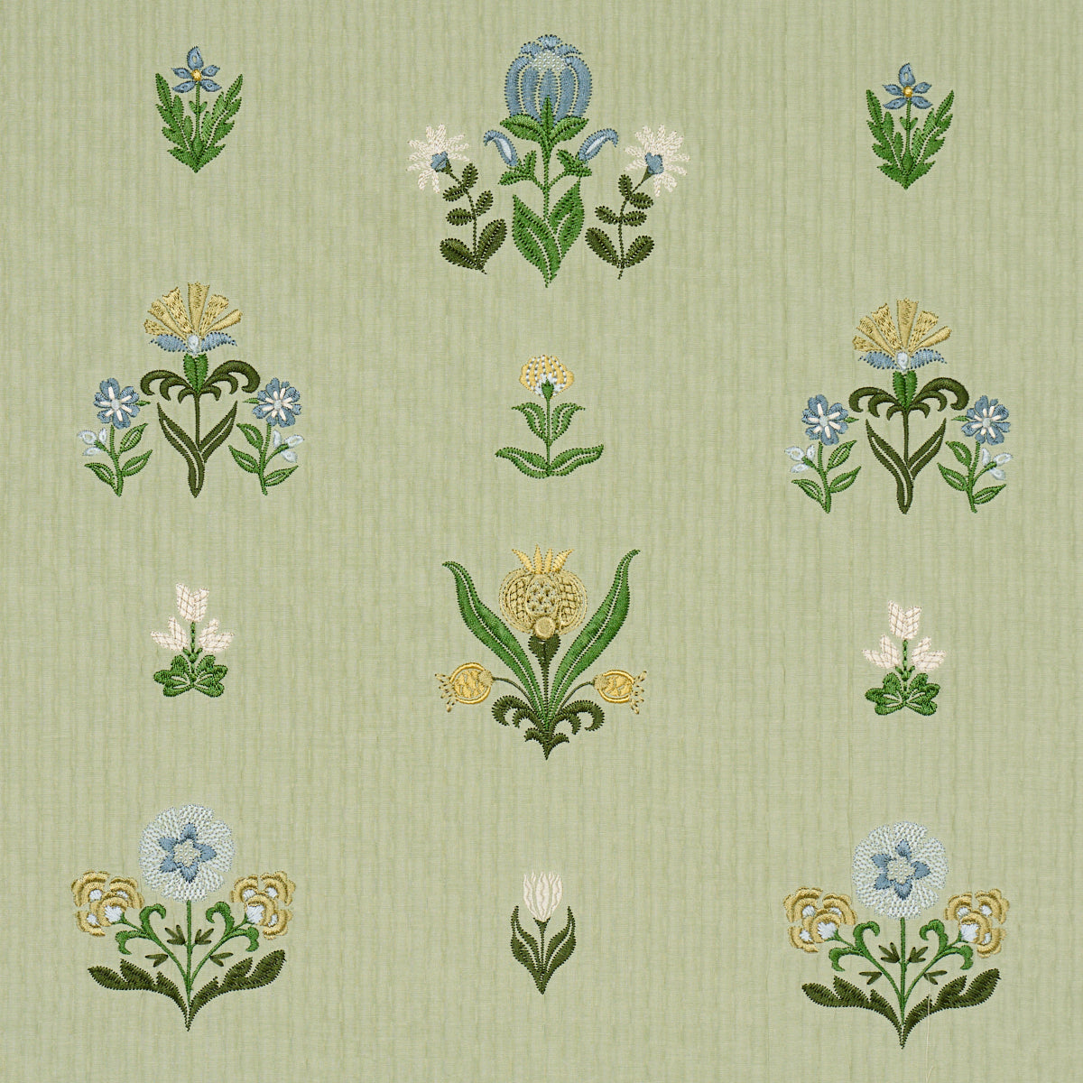 Elmslie Embroidery fabric in leaf color - pattern number 84371 - by Schumacher in the Craft Revival collection