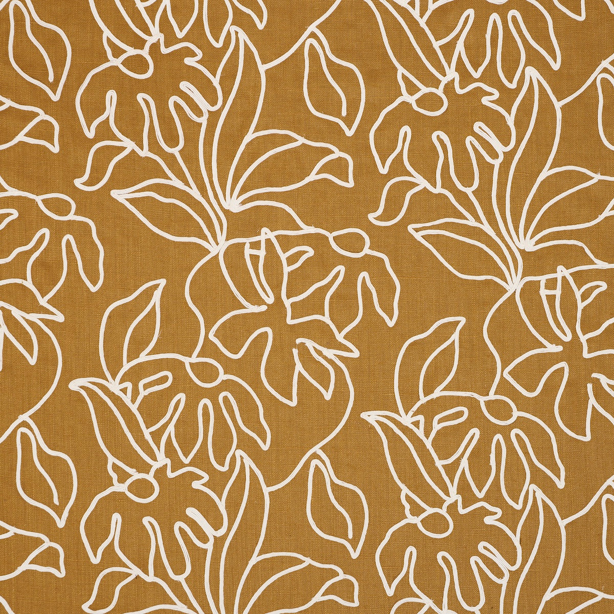 Lola Embroidery fabric in saffron color - pattern number 84411 - by Schumacher in the Mesa collection