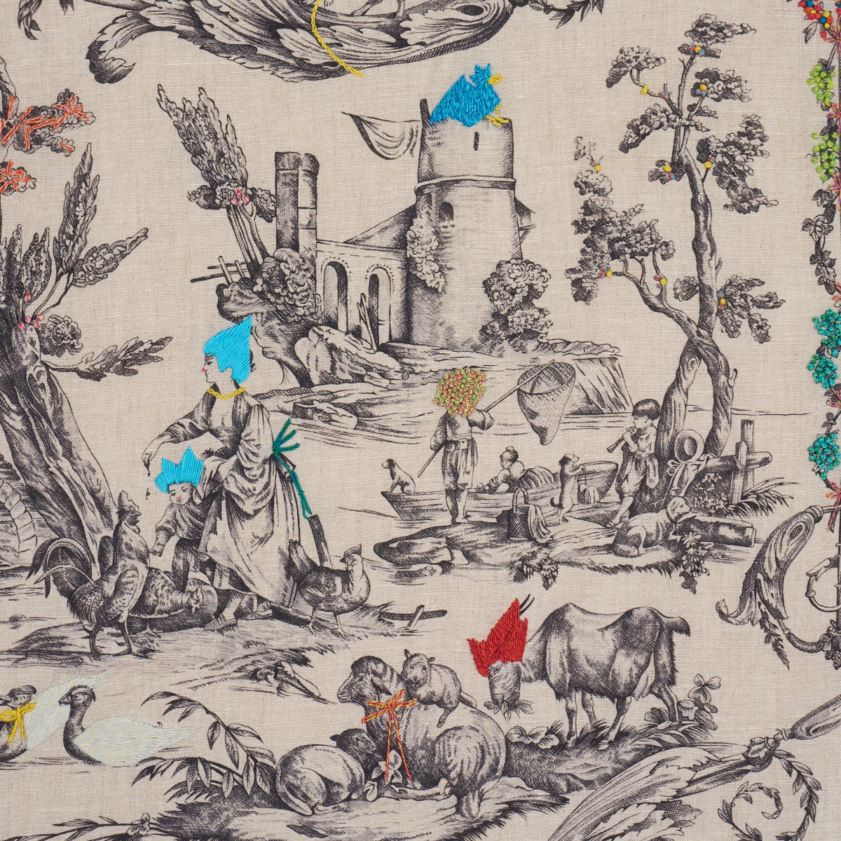 La Liberte Americaine Toile fabric in multiverse color - pattern number 84520 - by Schumacher in the Richard Saja collection