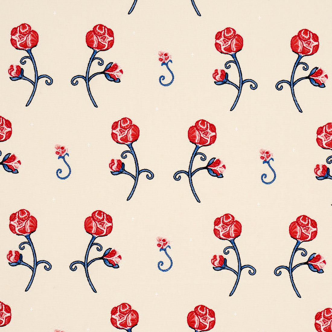 Rhinestone Cowboy Embroidery fabric in poppy color - pattern number 84550 - by Schumacher in the Backdrop collection
