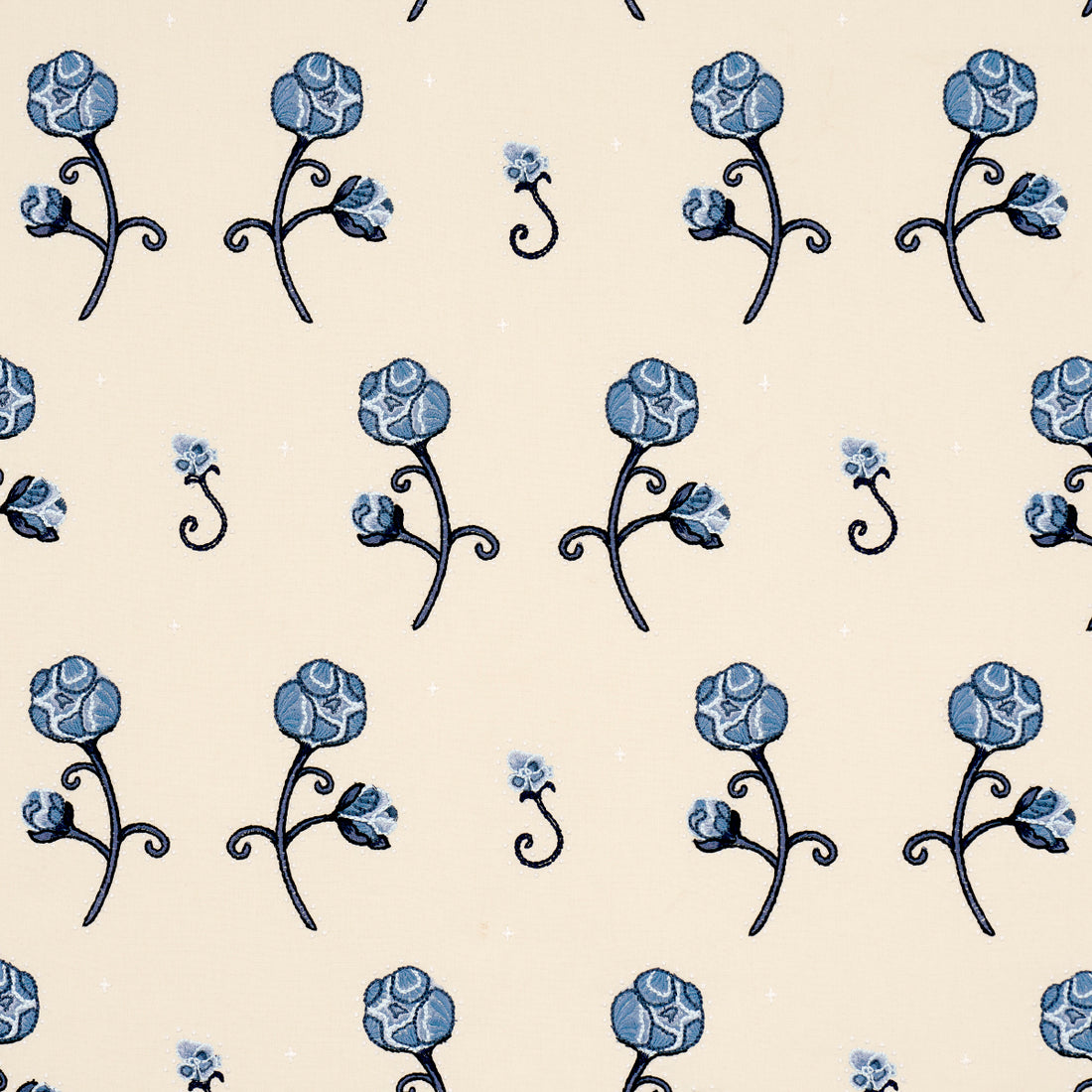 Rhinestone Cowboy Embroidery fabric in navy color - pattern number 84551 - by Schumacher in the Backdrop collection