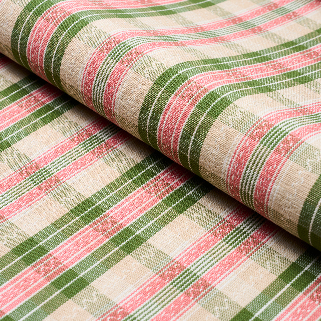 Fonda Hand Woven Plaid fabric in petal and leaf color - pattern number 84721 - by Schumacher in the Ashbury collection