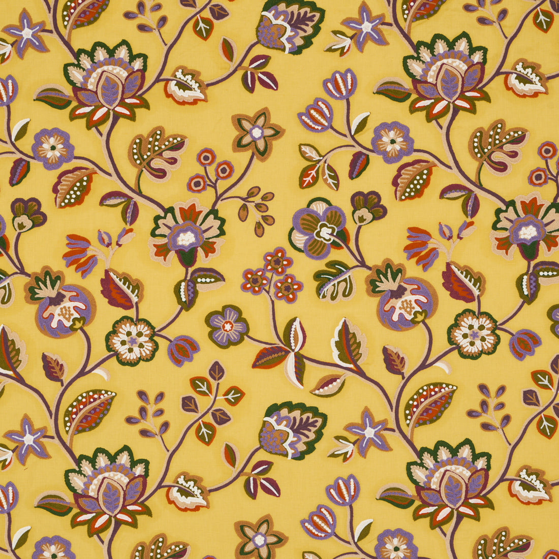 Loulou Embroidery fabric in marigold color - pattern number 84751 - by Schumacher in the Ashbury collection