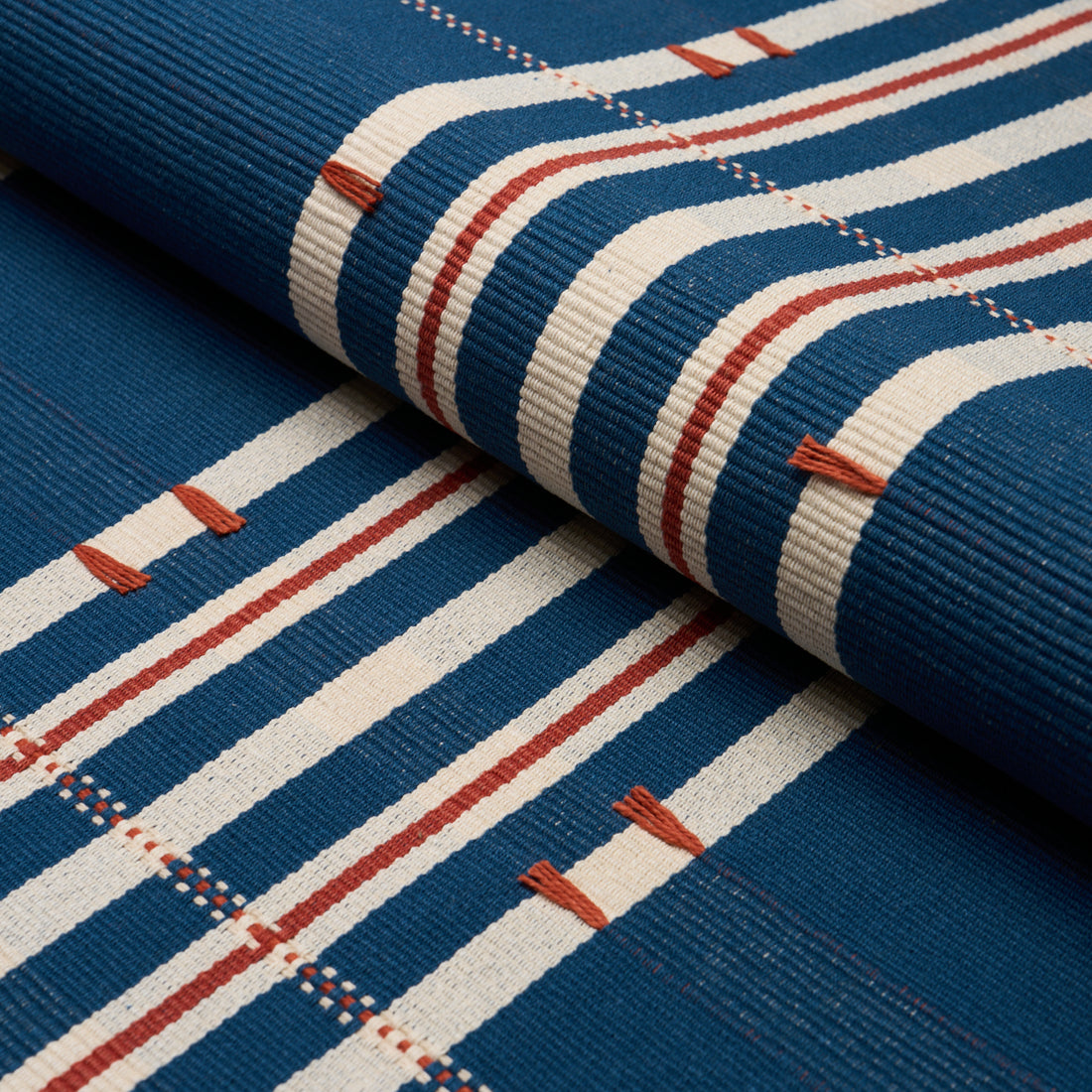 Remmy Hand Woven Stripe fabric in indigo color - pattern number 84780 - by Schumacher in the Ashbury collection