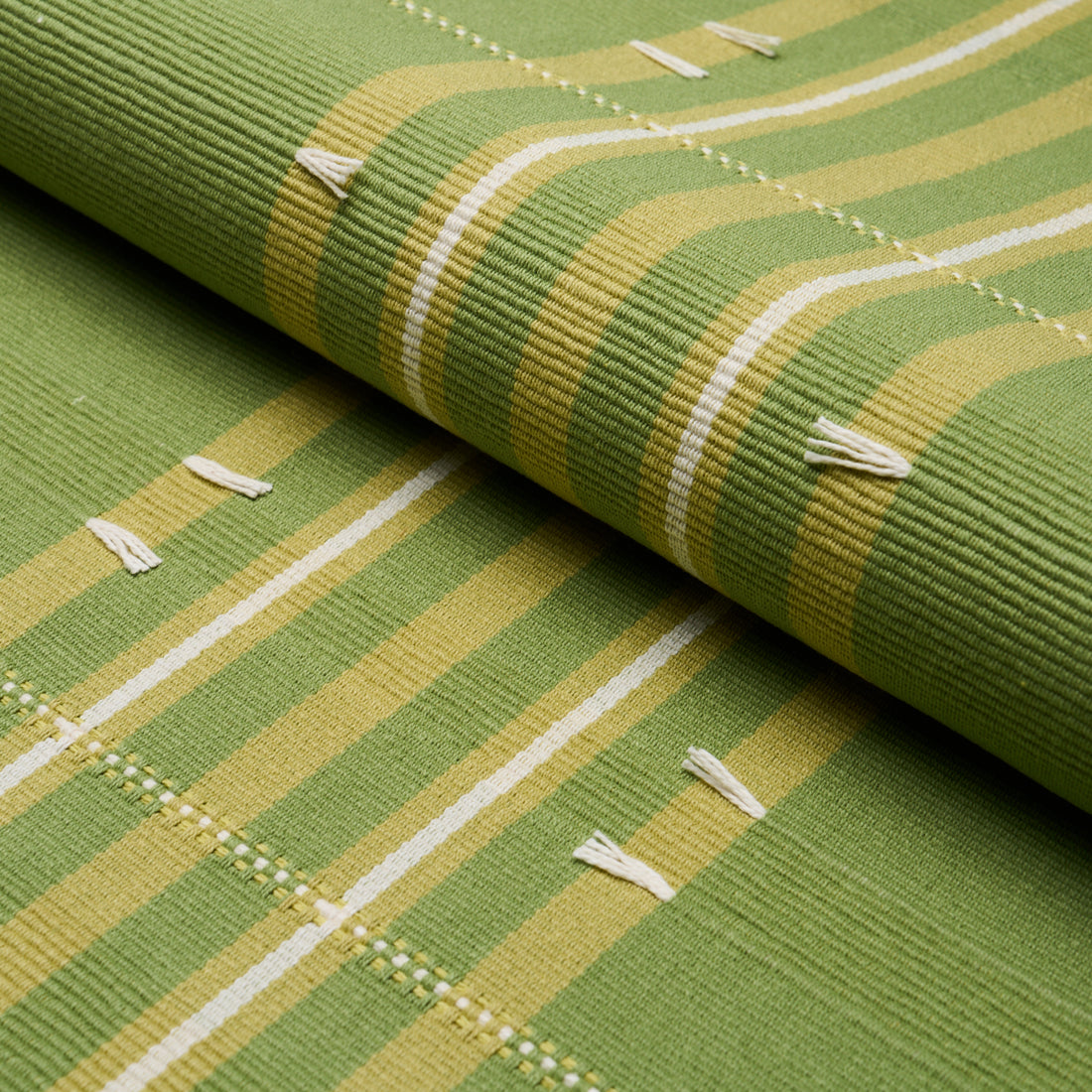 Remmy Hand Woven Stripe fabric in leaf color - pattern number 84781 - by Schumacher in the Ashbury collection