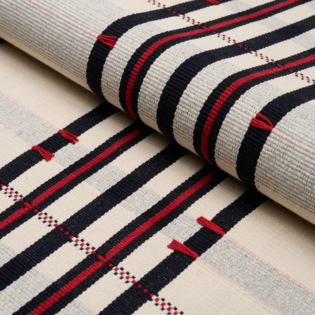 Remmy Hand Woven Stripe fabric in noir color - pattern number 84782 - by Schumacher in the Ashbury collection