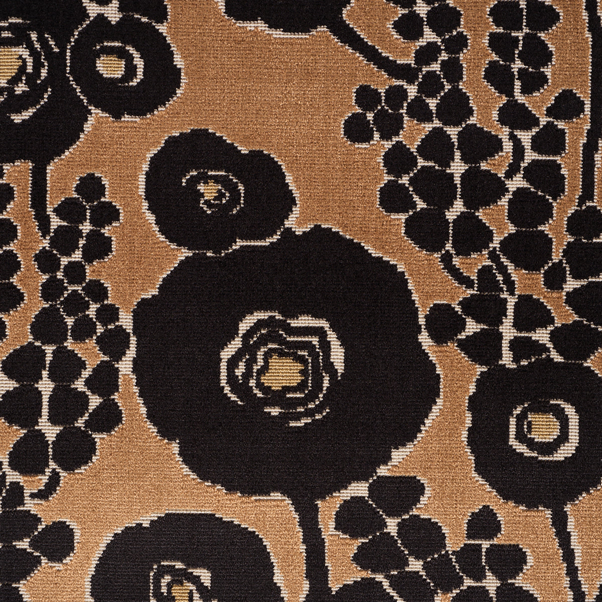 Emelie Velvet fabric in bronze &amp; noir color - pattern number 84790 - by Schumacher in the Cut &amp; Patterned Velvets collection