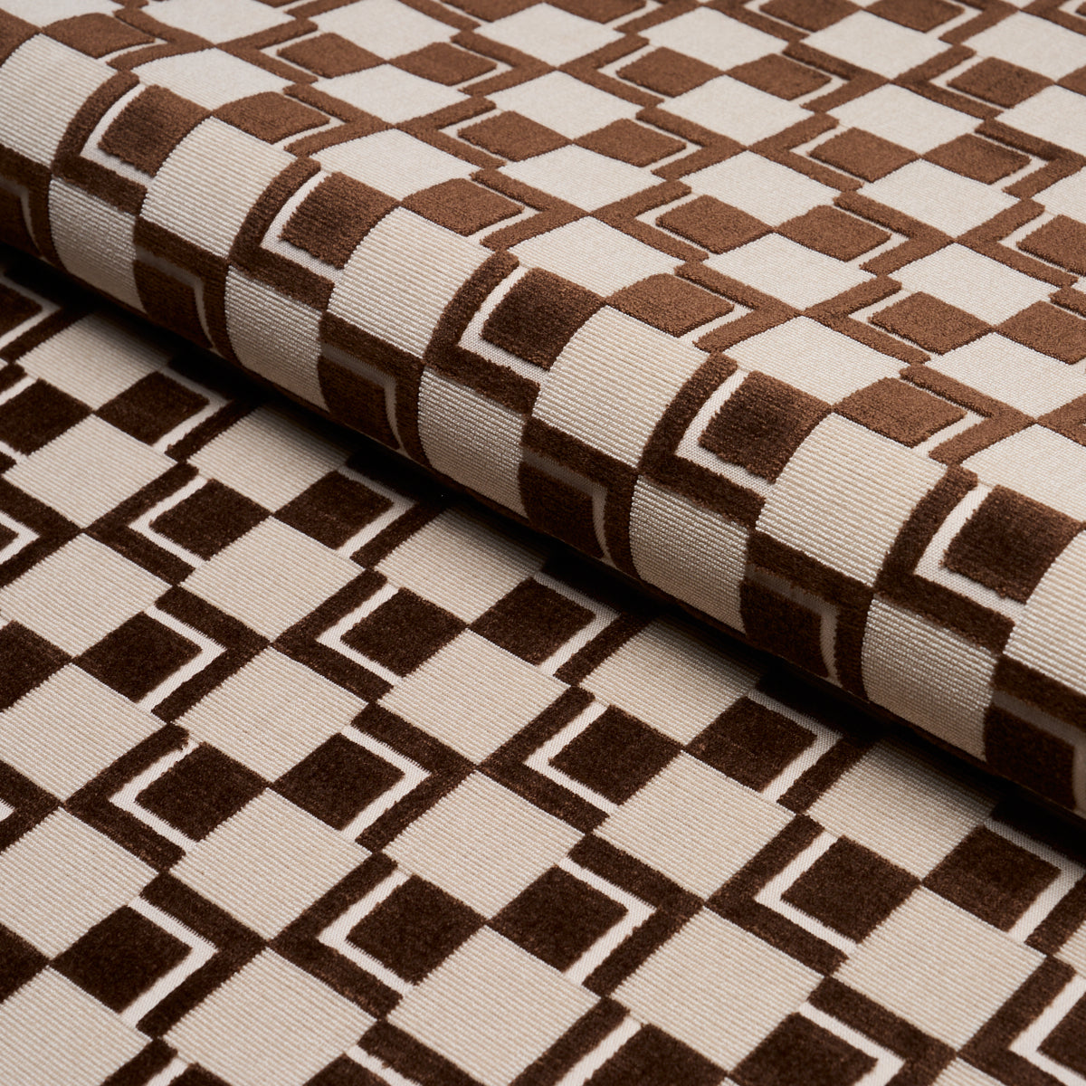 Edison Velvet fabric in chestnut color - pattern number 84801 - by Schumacher in the Cut &amp; Patterned Velvets collection