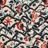 Jacobean Garden Velvet fabric in cinnabar & peacock color - pattern number 84821 - by Schumacher in the Cut & Patterned Velvets collection