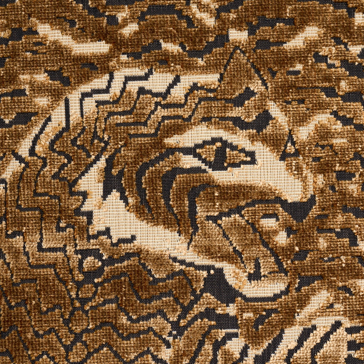 Tigress Velvet fabric in gold color - pattern number 84830 - by Schumacher in the Cut &amp; Patterned Velvets collection