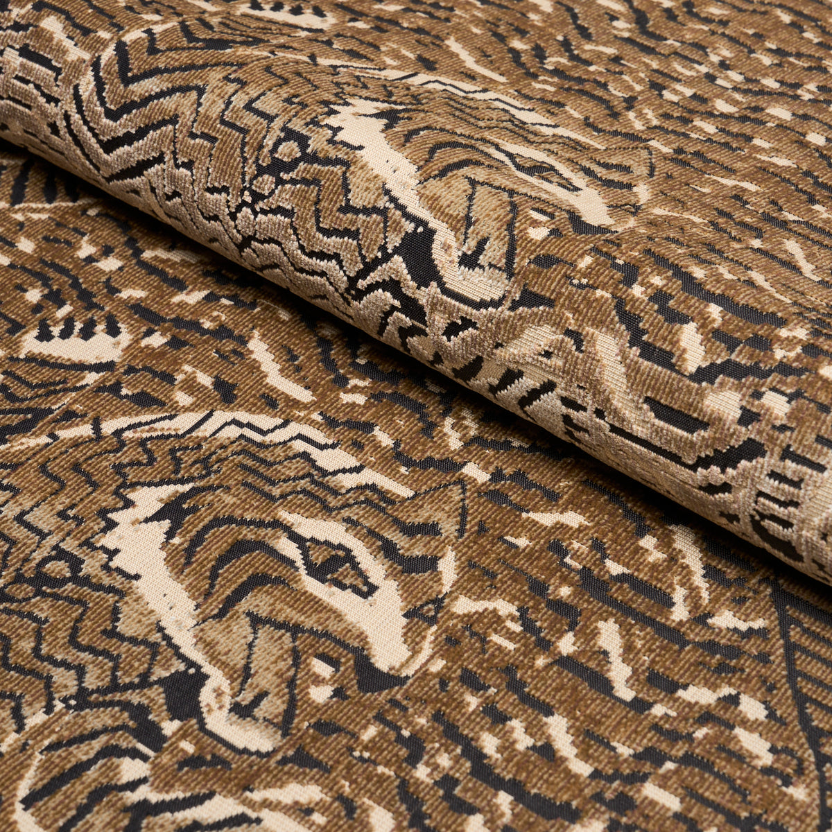 Tigress Velvet fabric in champagne color - pattern number 84831 - by Schumacher in the Cut &amp; Patterned Velvets collection