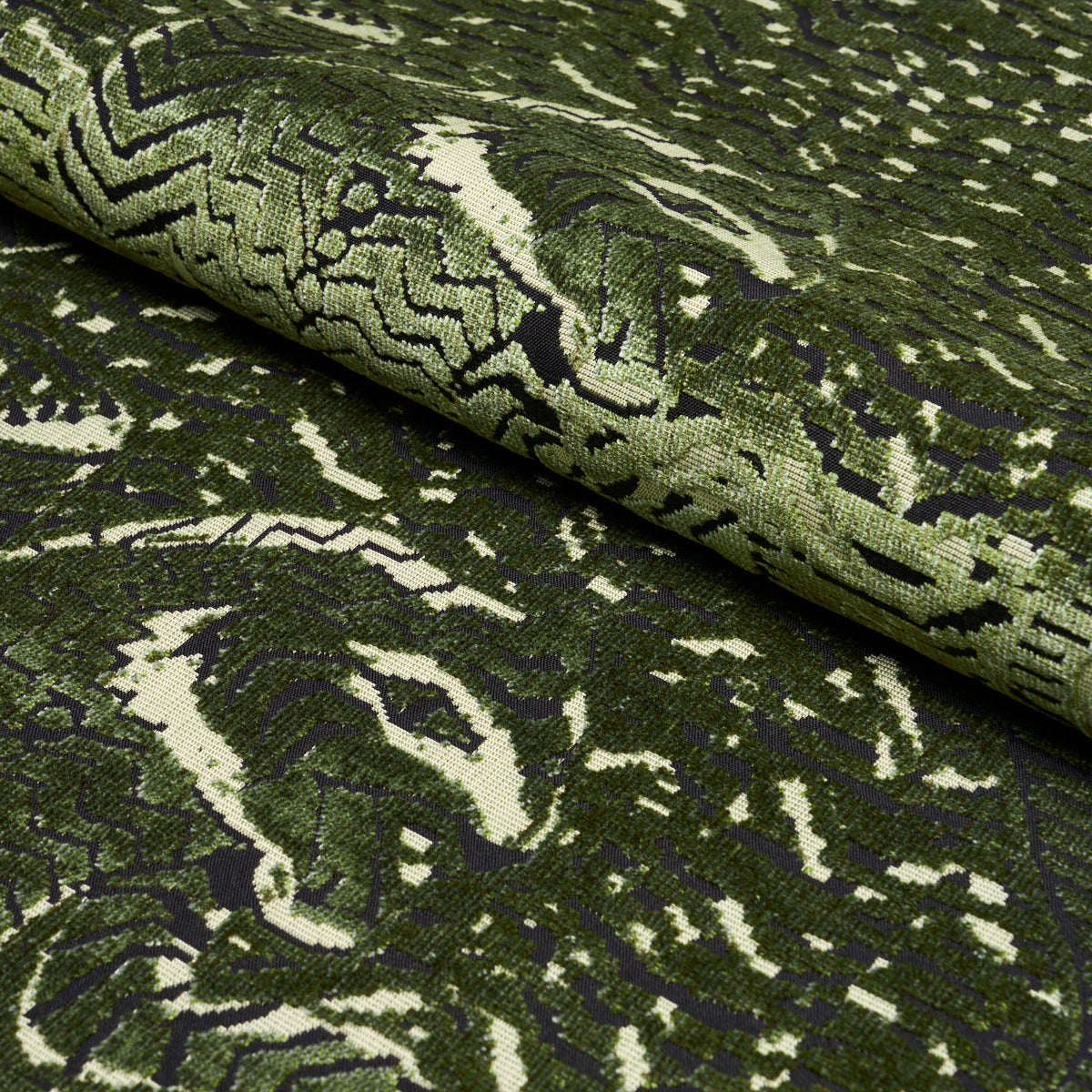 Tigress Velvet fabric in malachite color - pattern number 84832 - by Schumacher in the Cut &amp; Patterned Velvets collection