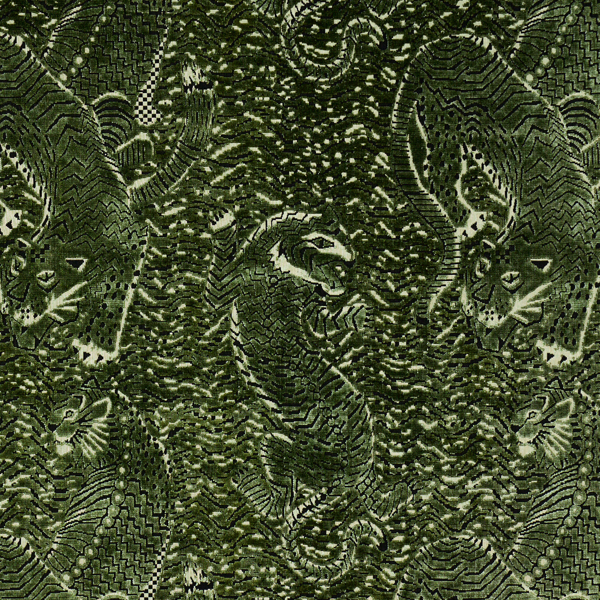 Tigress Velvet fabric in malachite color - pattern number 84832 - by Schumacher in the Cut &amp; Patterned Velvets collection