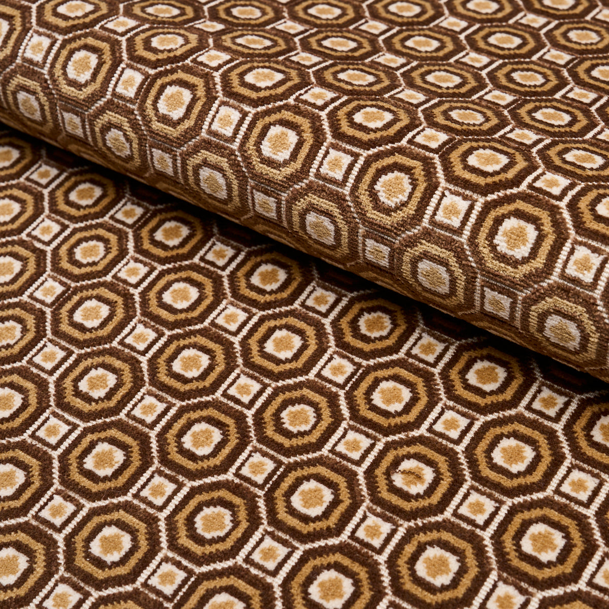 Trianon Cut Velvet fabric in bisque color - pattern number 84891 - by Schumacher in the Timothy Corrigan collection