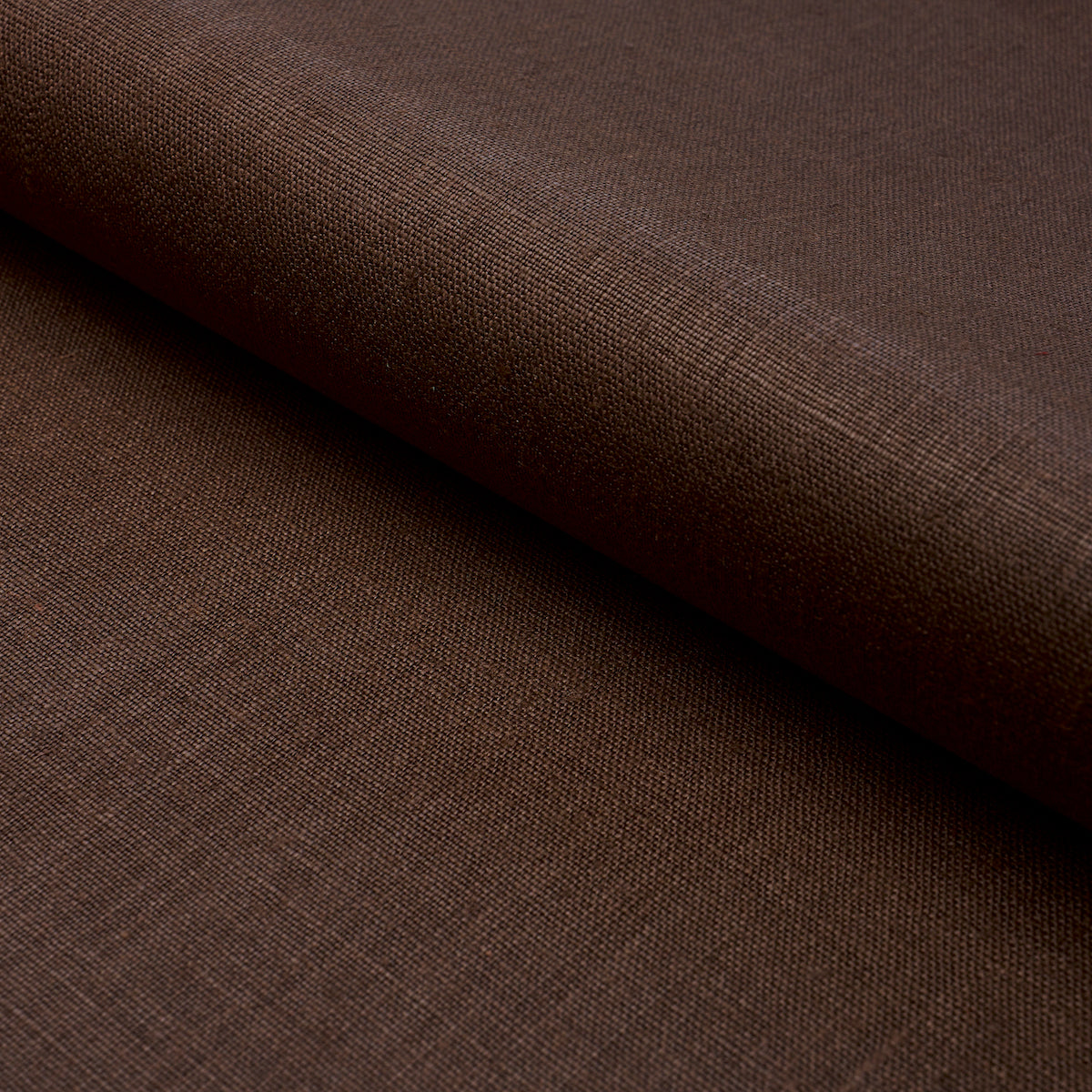 Leo Glazed Linen fabric in chocolate color - pattern number 84968 - by Schumacher in the Perfect Basics: Linen collection