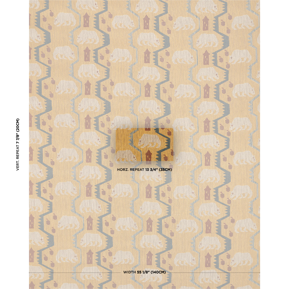 Bear Brigade fabric in ochre color - pattern number 84980 - by Schumacher in the Luxe Lodge collection