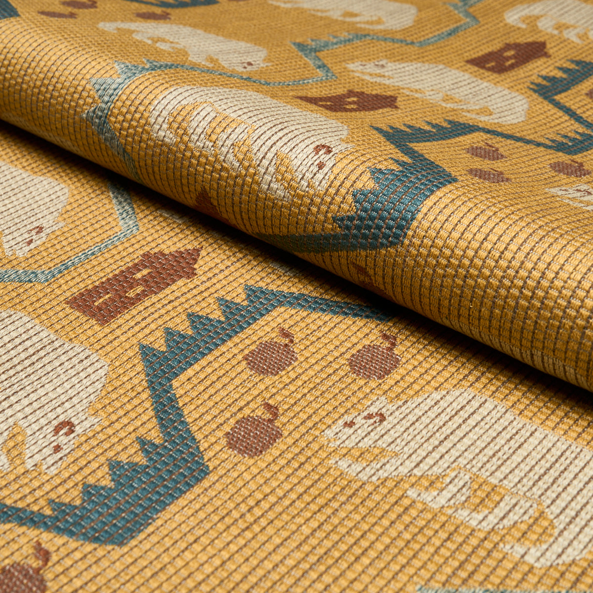 Bear Brigade fabric in ochre color - pattern number 84980 - by Schumacher in the Luxe Lodge collection