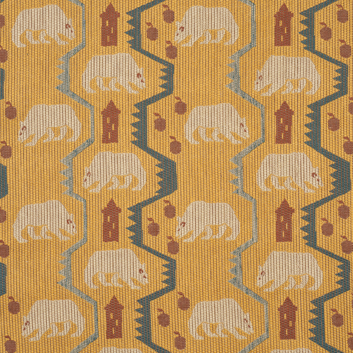 Bear Brigade fabric in ochre color - pattern number 84980 - by Schumacher in the Luxe Lodge collection