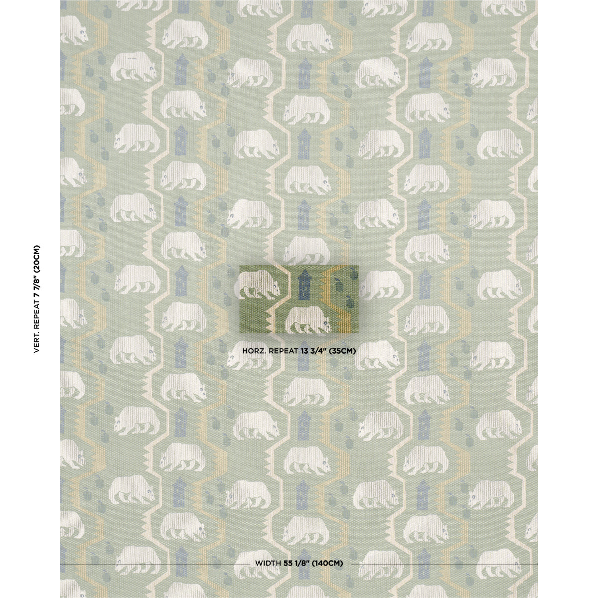 Bear Brigade fabric in forest color - pattern number 84981 - by Schumacher in the Luxe Lodge collection