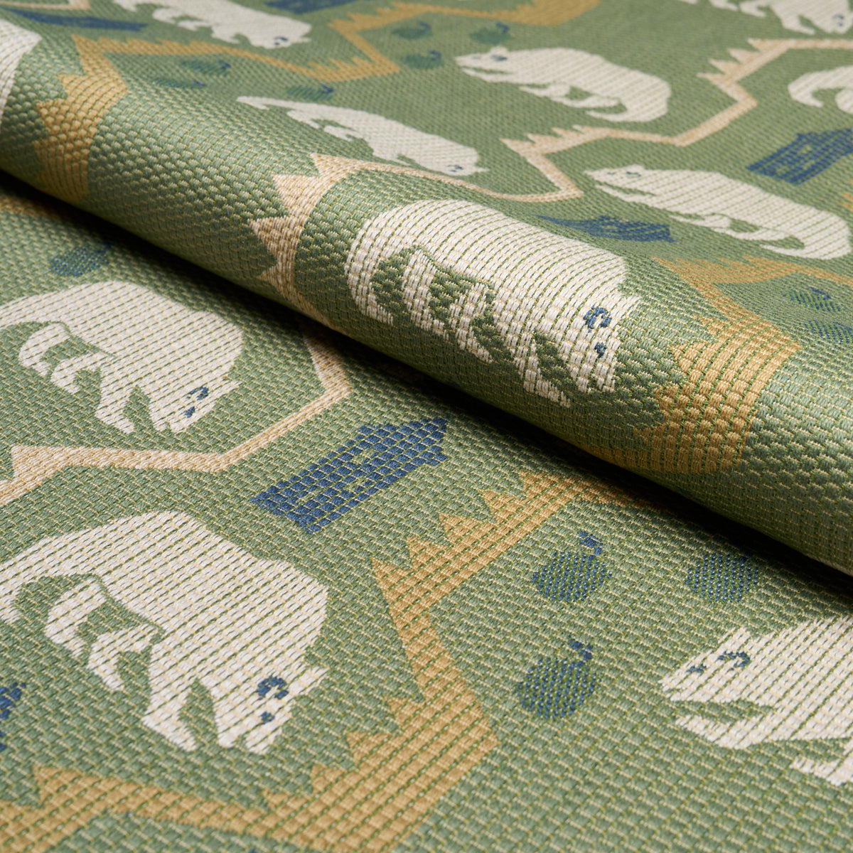 Bear Brigade fabric in forest color - pattern number 84981 - by Schumacher in the Luxe Lodge collection