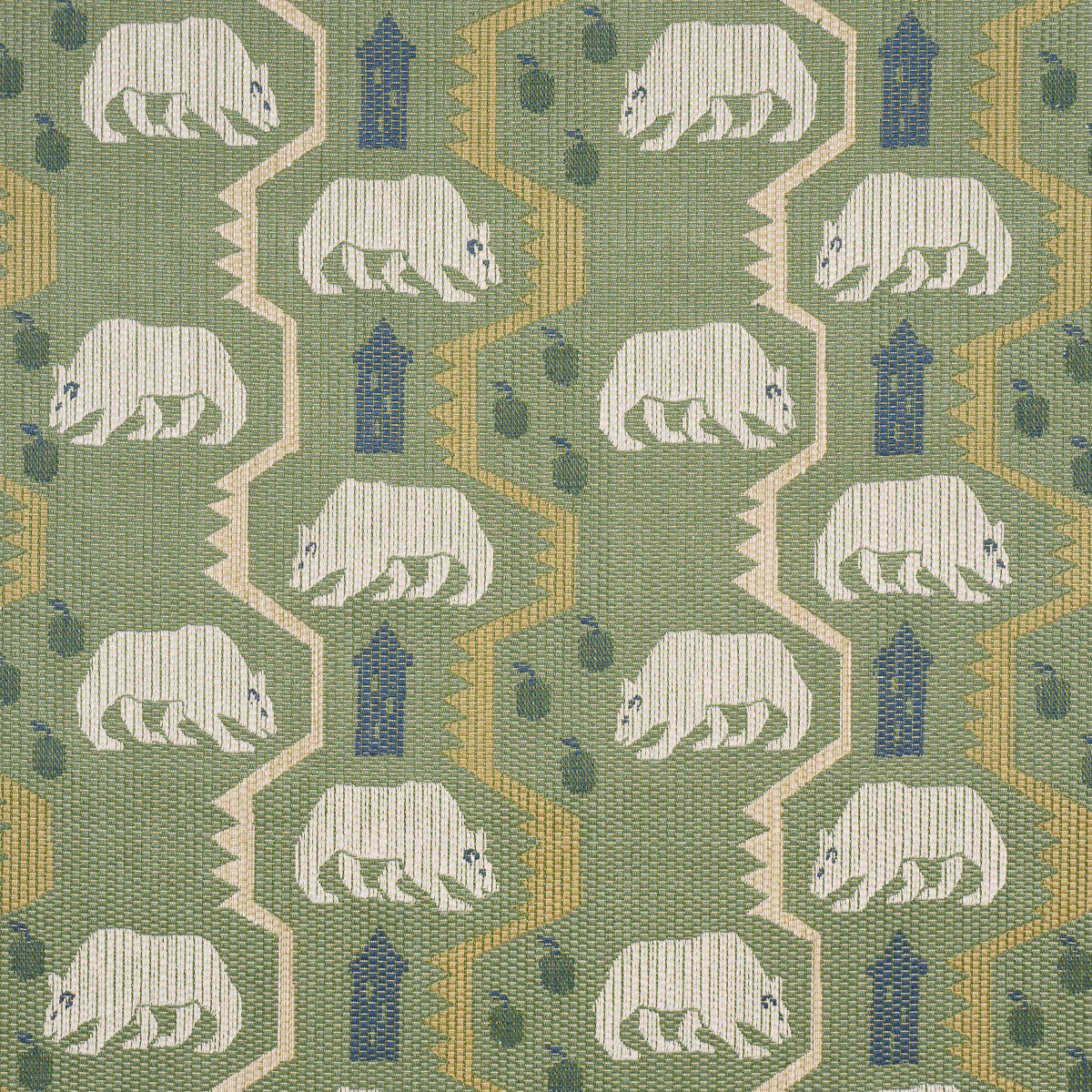 Bear Brigade fabric in forest color - pattern number 84981 - by Schumacher in the Luxe Lodge collection