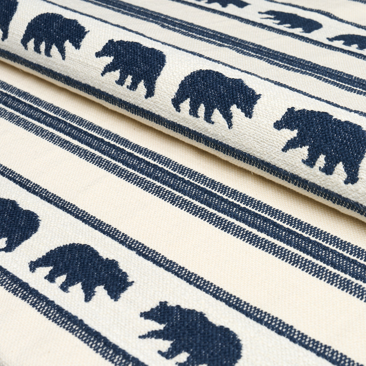 Koda Stripe fabric in indigo color - pattern number 84990 - by Schumacher in the Luxe Lodge collection