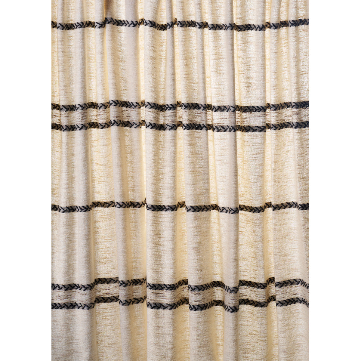 Plains Stripe Casement fabric in graphite color - pattern number 85051 - by Schumacher in the Luxe Lodge collection