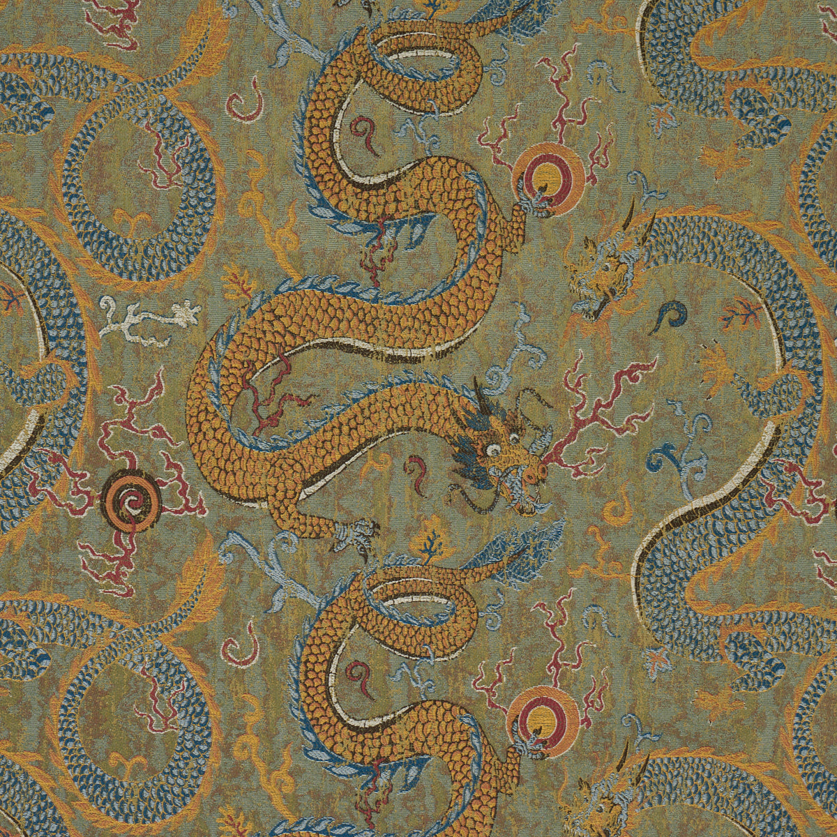 Serpentine Dragon fabric in multi color - pattern number 85090 - by Schumacher in the Statement Wovens collection