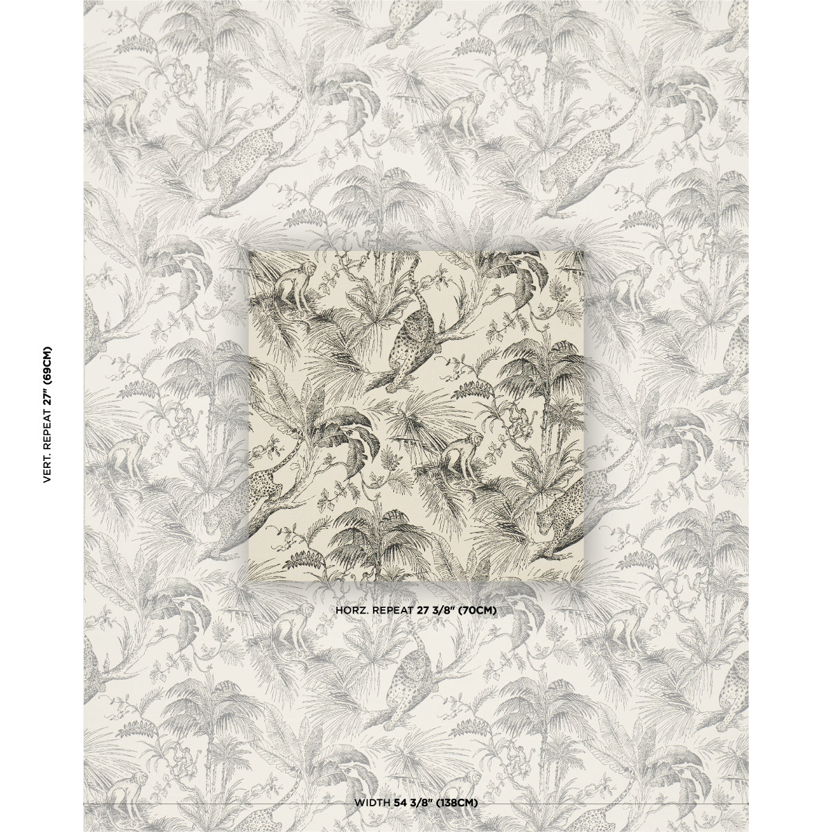 Forest Canopy fabric in black &amp; ivory color - pattern number 85100 - by Schumacher in the Statement Wovens collection