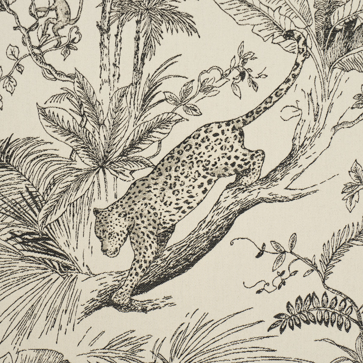 Forest Canopy fabric in black &amp; ivory color - pattern number 85100 - by Schumacher in the Statement Wovens collection