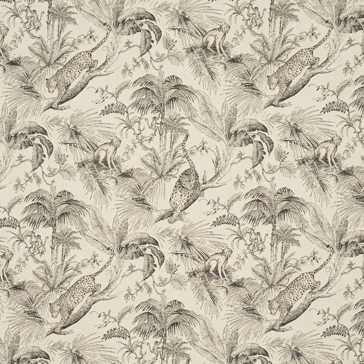 Forest Canopy fabric in black &amp; ivory color - pattern number 85100 - by Schumacher in the Statement Wovens collection