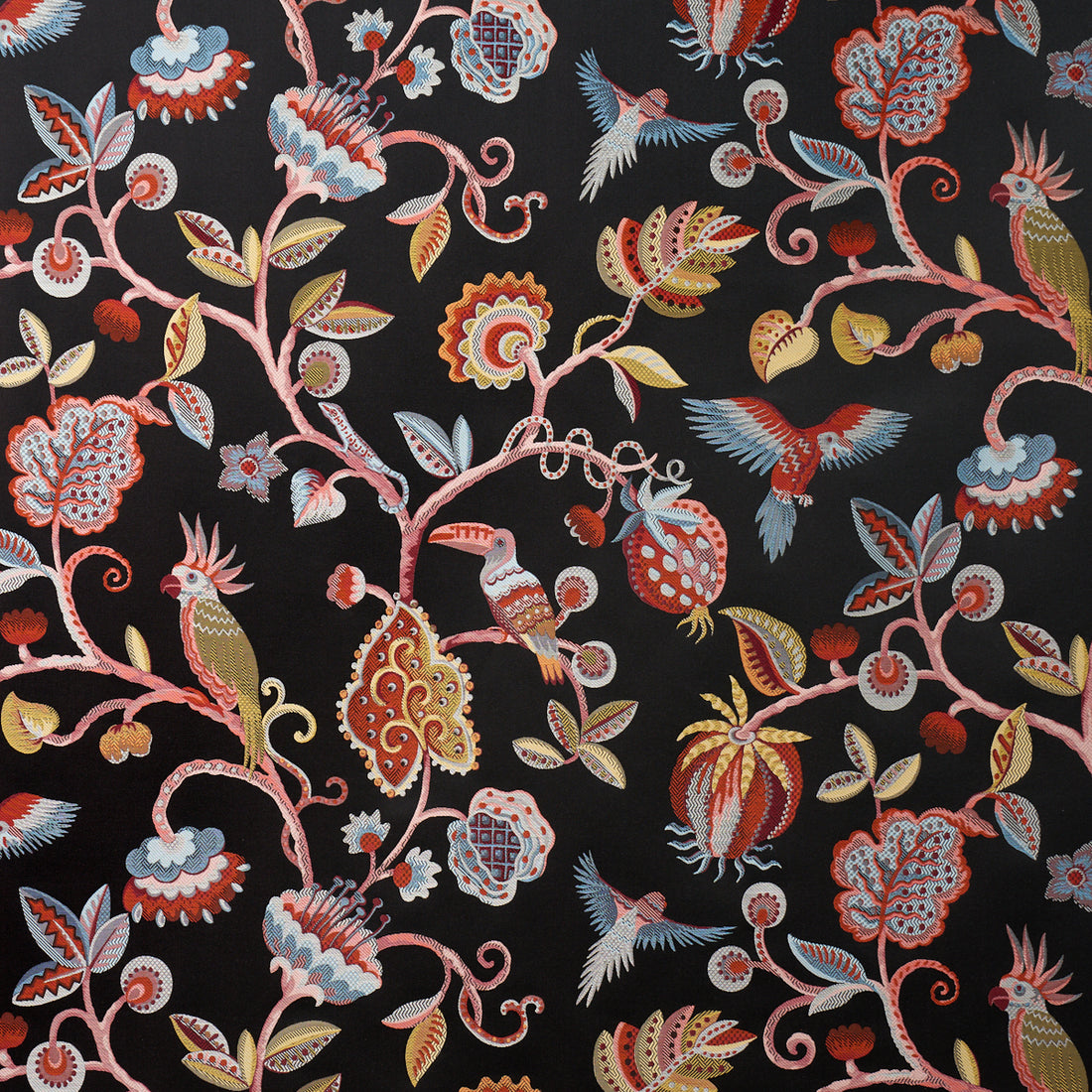Birds Of Paradise Woven fabric in noir color - pattern number 85110 - by Schumacher in the Statement Wovens collection