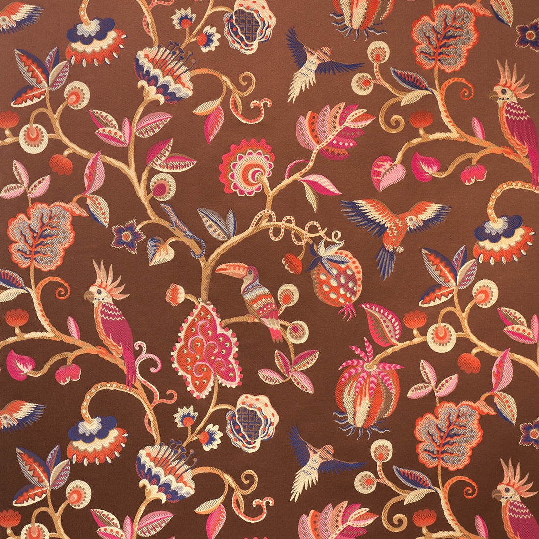 Birds Of Paradise Woven fabric in chestnut color - pattern number 85111 - by Schumacher in the Statement Wovens collection