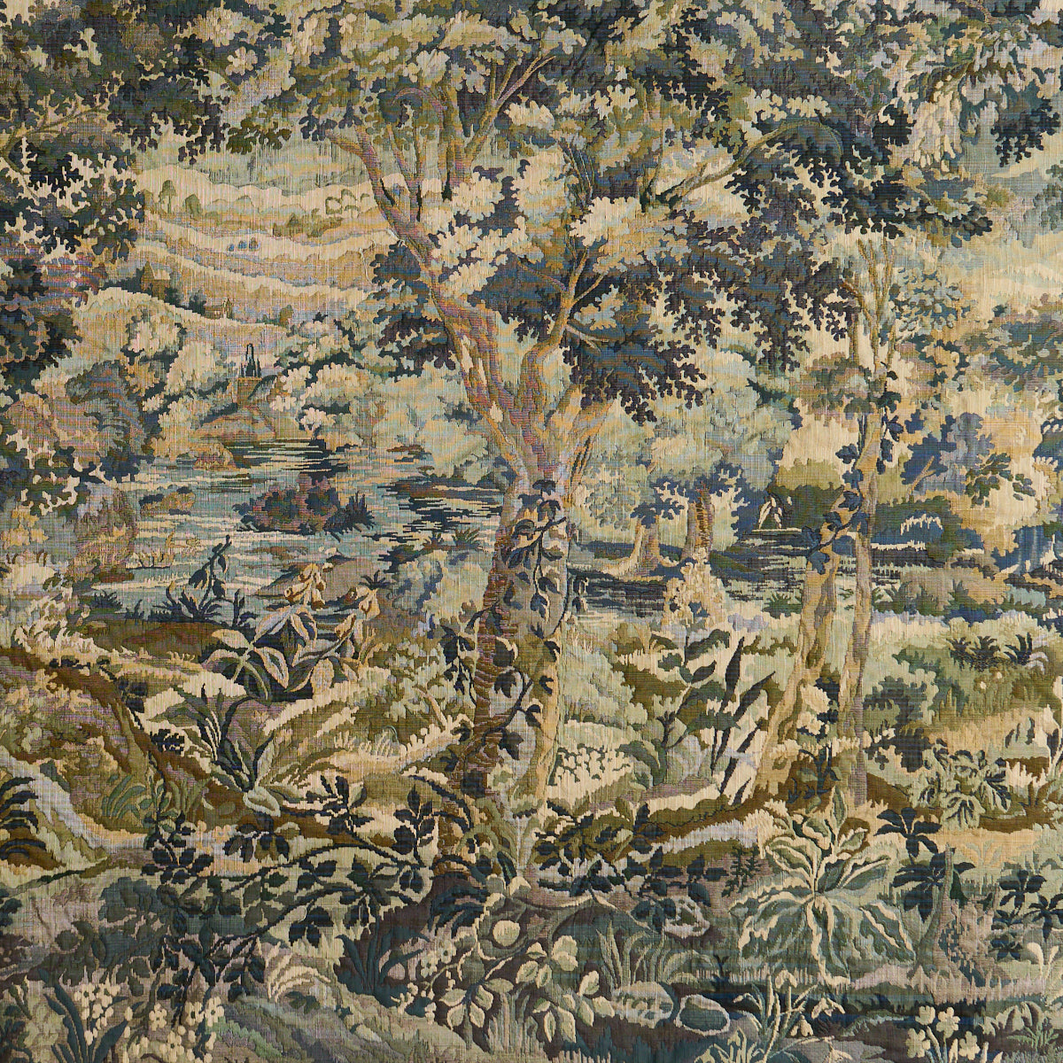 Flemish Tapestry fabric in vert color - pattern number 85370 - by Schumacher in the Schumacher Masterpieces collection