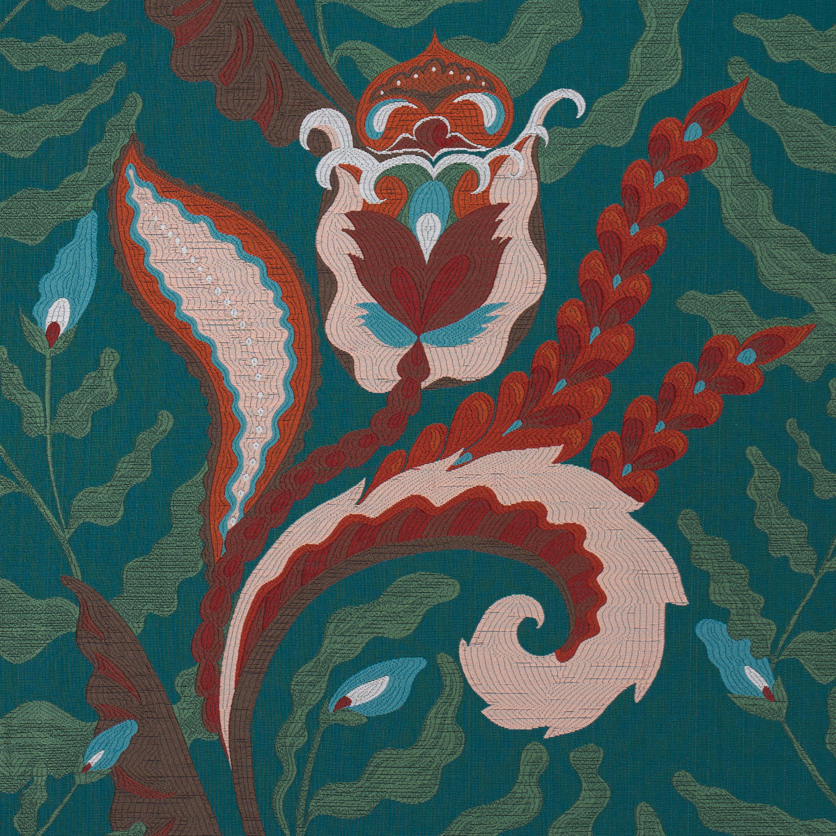 Jaipur Fantaisie fabric in turquoise color - pattern number 85490 - by Schumacher in the Laura Gonzalez collection