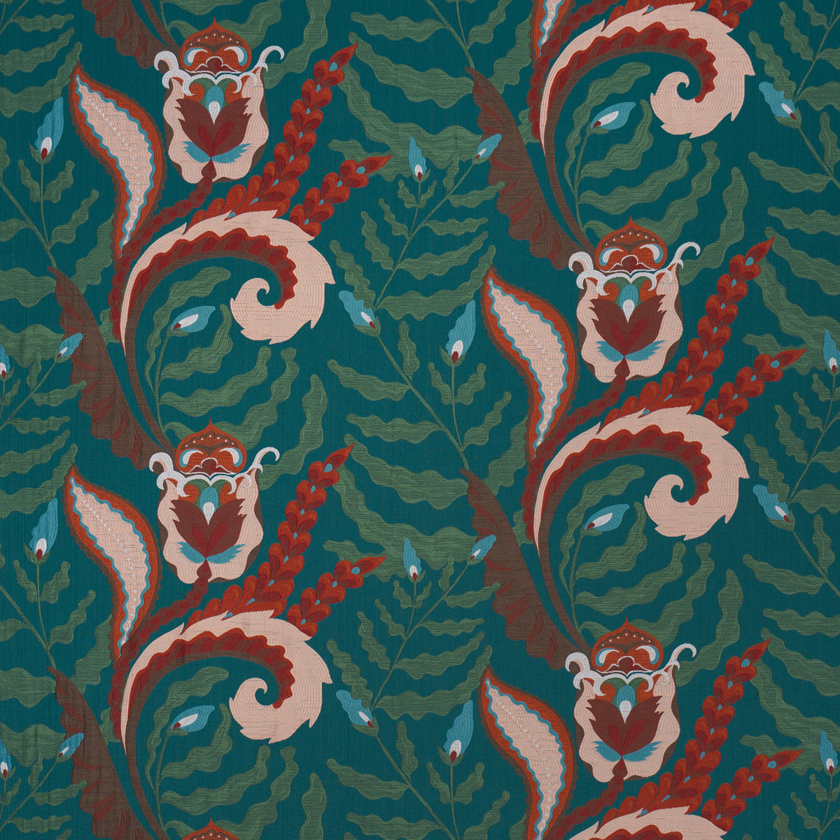 Jaipur Fantaisie fabric in turquoise color - pattern number 85490 - by Schumacher in the Laura Gonzalez collection