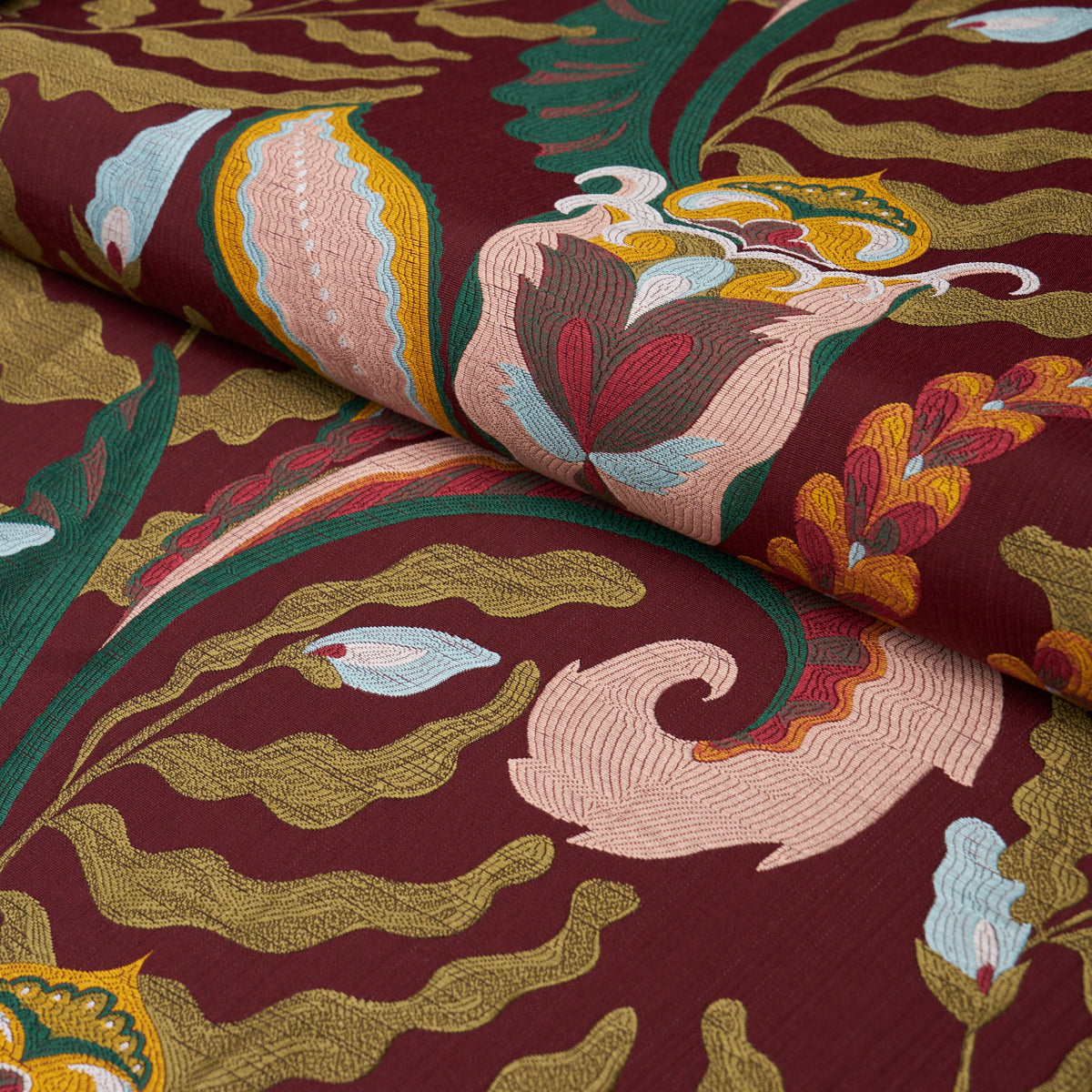 Jaipur Fantaisie fabric in aubergine color - pattern number 85492 - by Schumacher in the Laura Gonzalez collection
