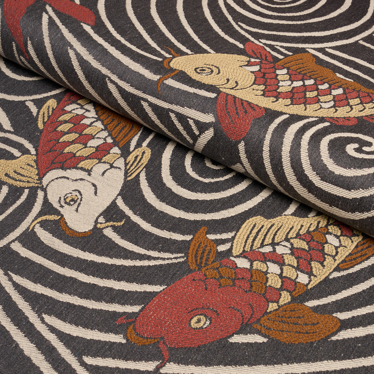 Koi Fish fabric in midnight color - pattern number 85590 - by Schumacher in the Rhythm In Motion collection