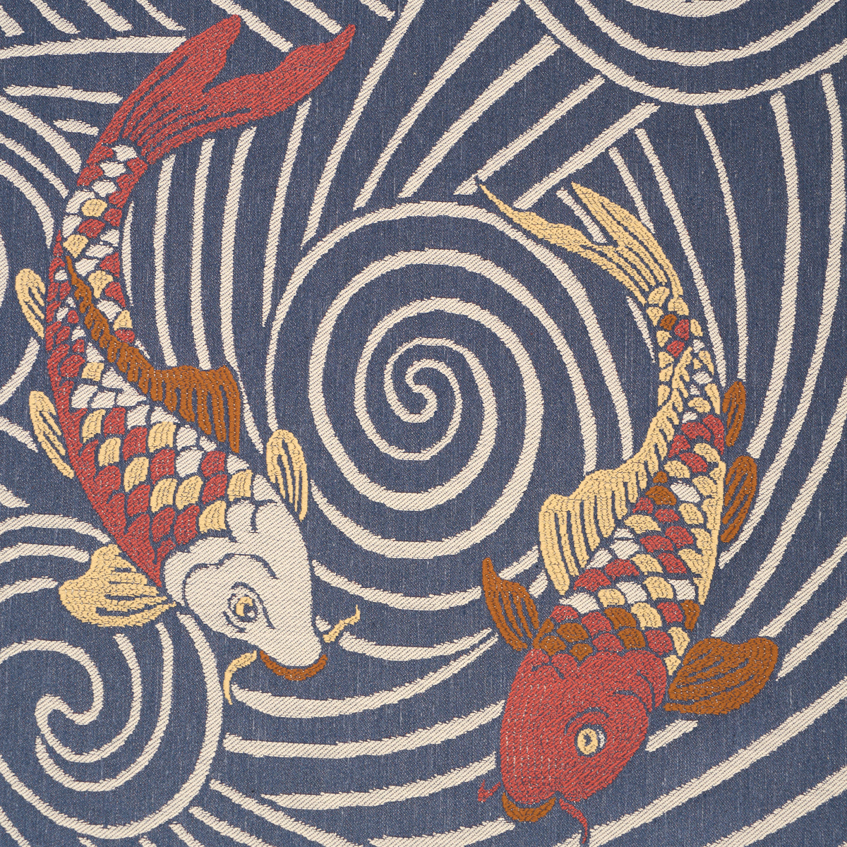 Koi Fish fabric in indigo color - pattern number 85591 - by Schumacher in the Rhythm In Motion collection