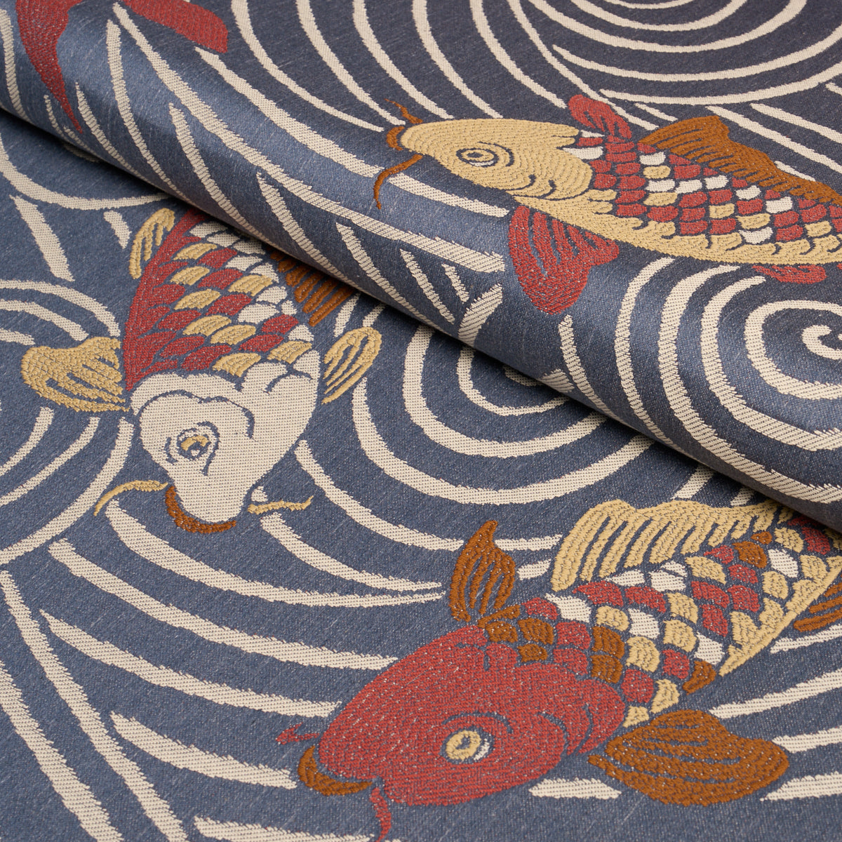 Koi Fish fabric in indigo color - pattern number 85591 - by Schumacher in the Rhythm In Motion collection