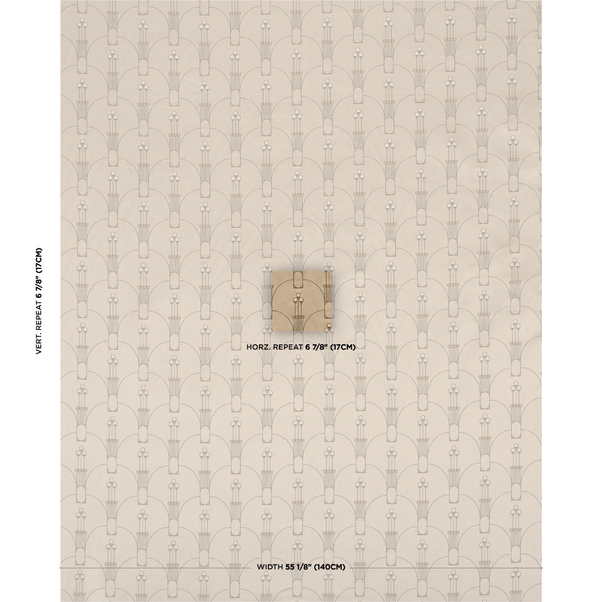 Swanson Scallop fabric in pewter color - pattern number 85600 - by Schumacher in the Rhythm In Motion collection