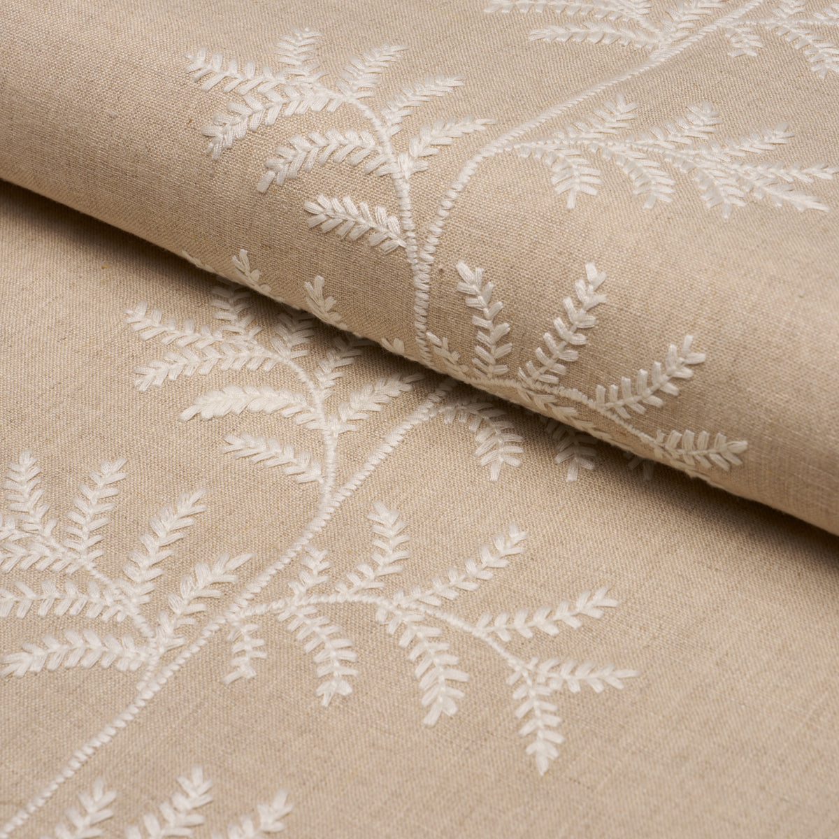 Eloise Embroidery fabric in natural color - pattern number 85631 - by Schumacher in the New Traditional collection
