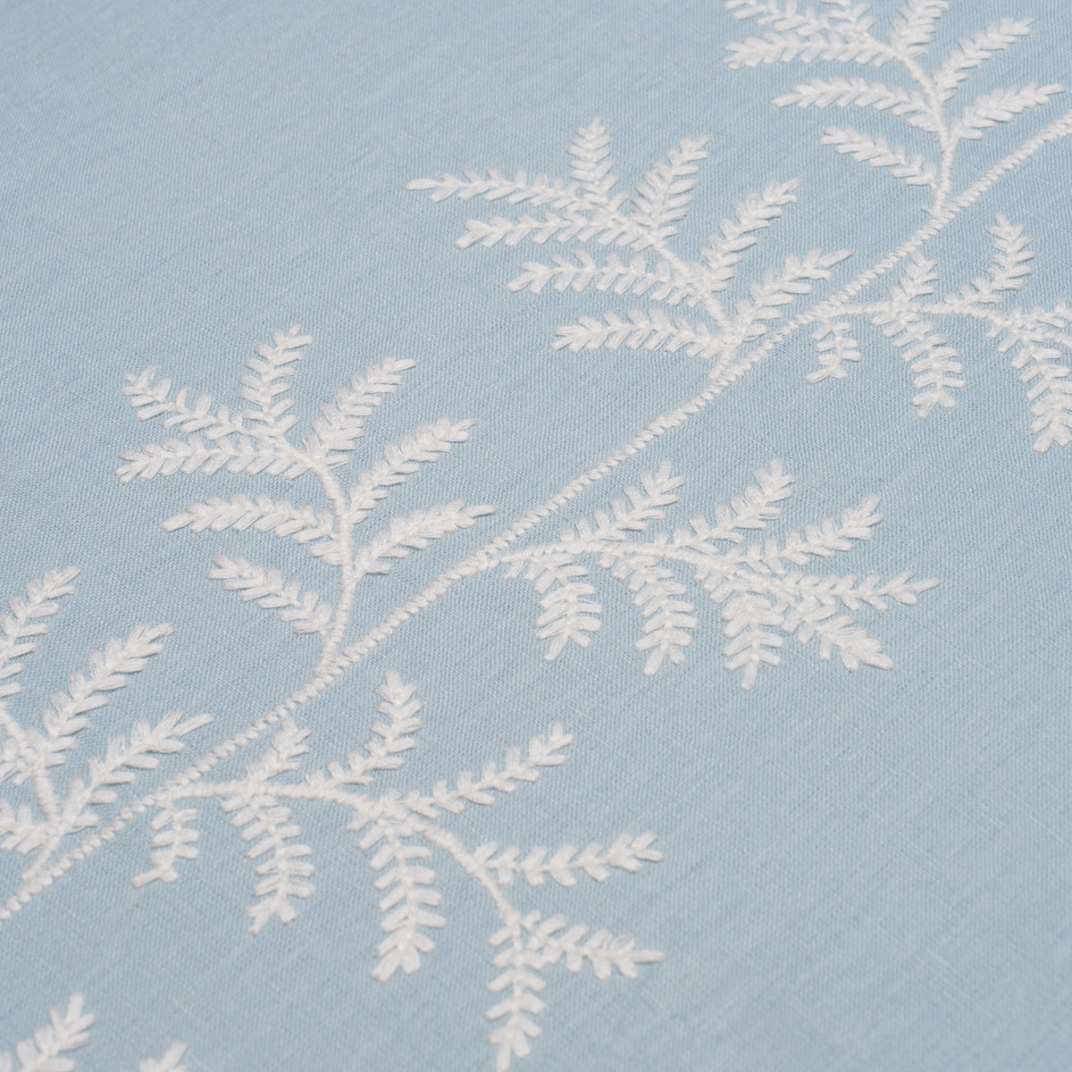 Eloise Embroidery fabric in sky color - pattern number 85632 - by Schumacher in the New Traditional collection