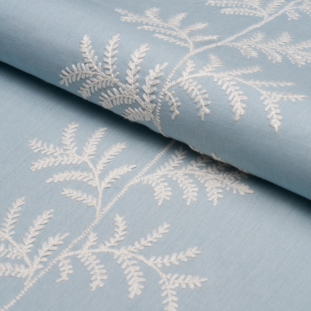 Eloise Embroidery fabric in sky color - pattern number 85632 - by Schumacher in the New Traditional collection