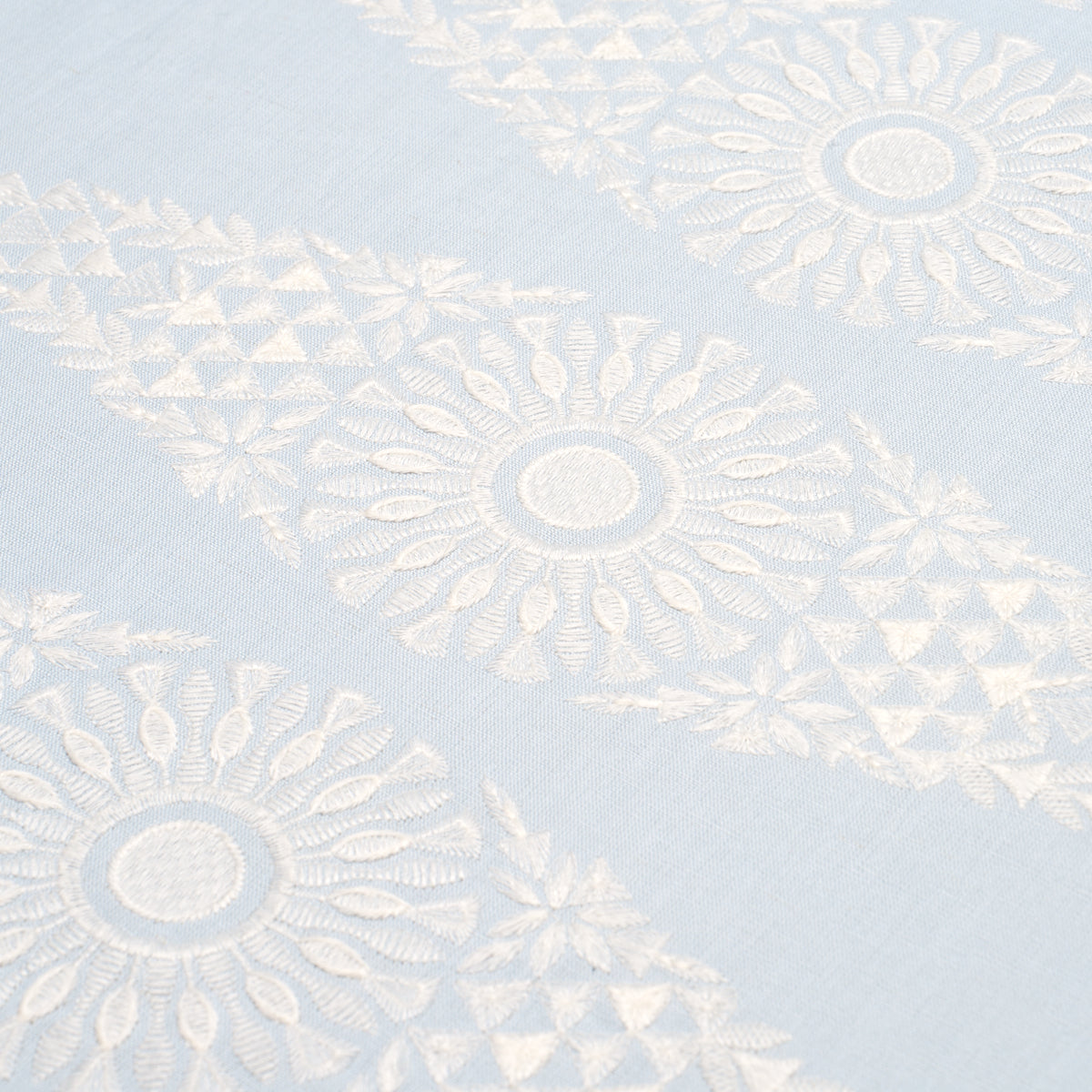 Tasmin Embroidery fabric in soft blue color - pattern number 85671 - by Schumacher in the New Traditional collection