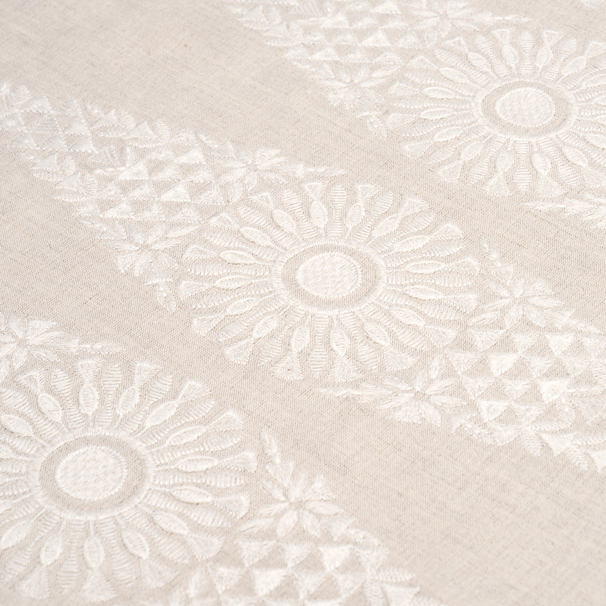 Tasmin Embroidery fabric in natural color - pattern number 85672 - by Schumacher in the New Traditional collection